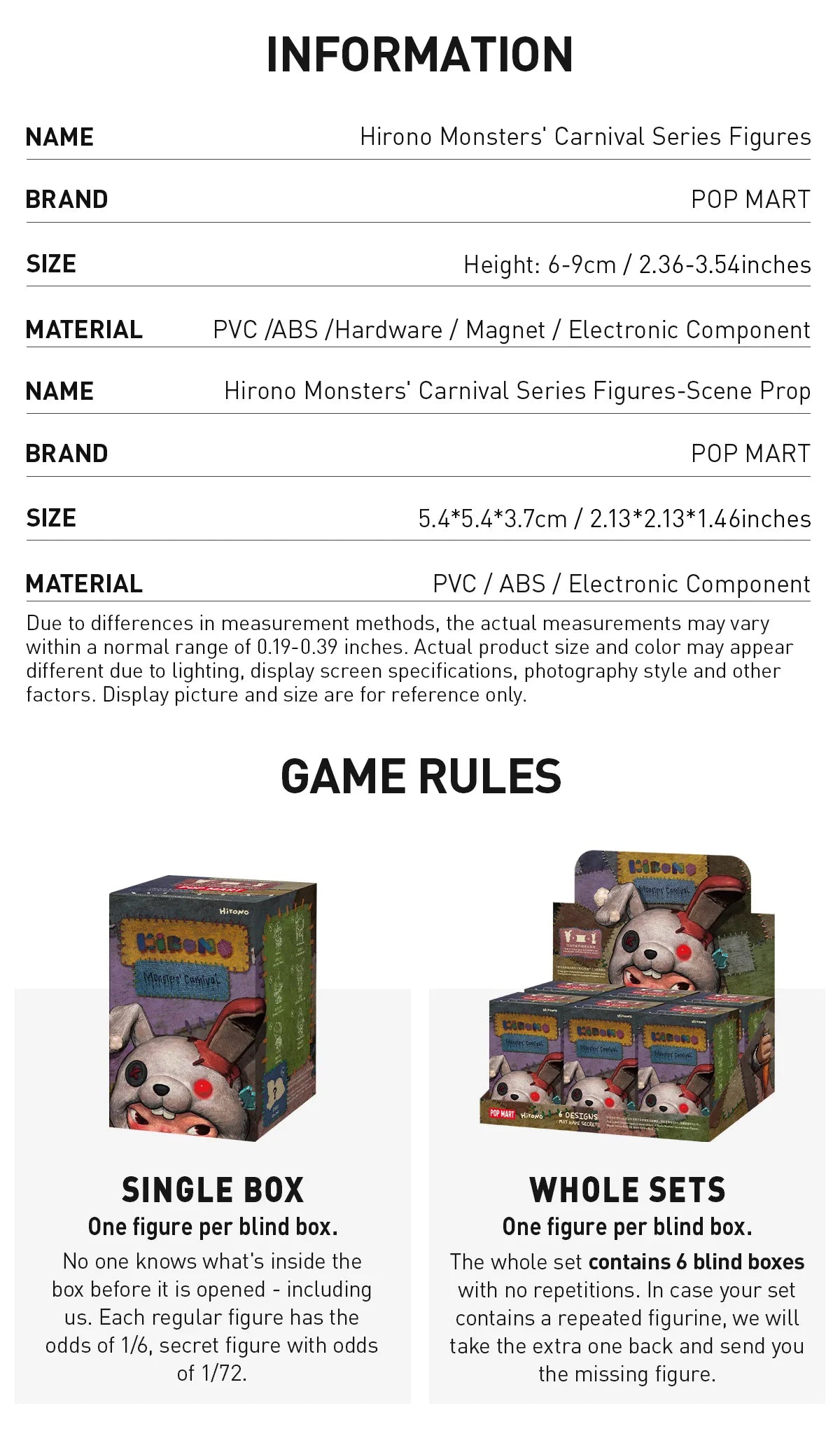 Product information and game rules for Hirono Monsters&