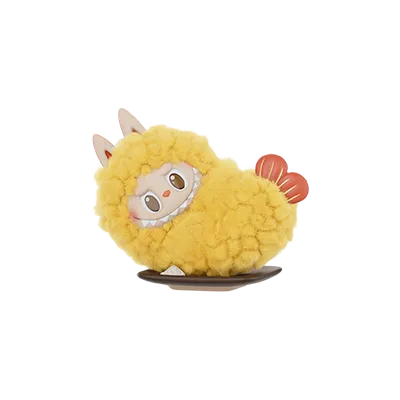 Yellow plush toy with a face on a white background labubu toys