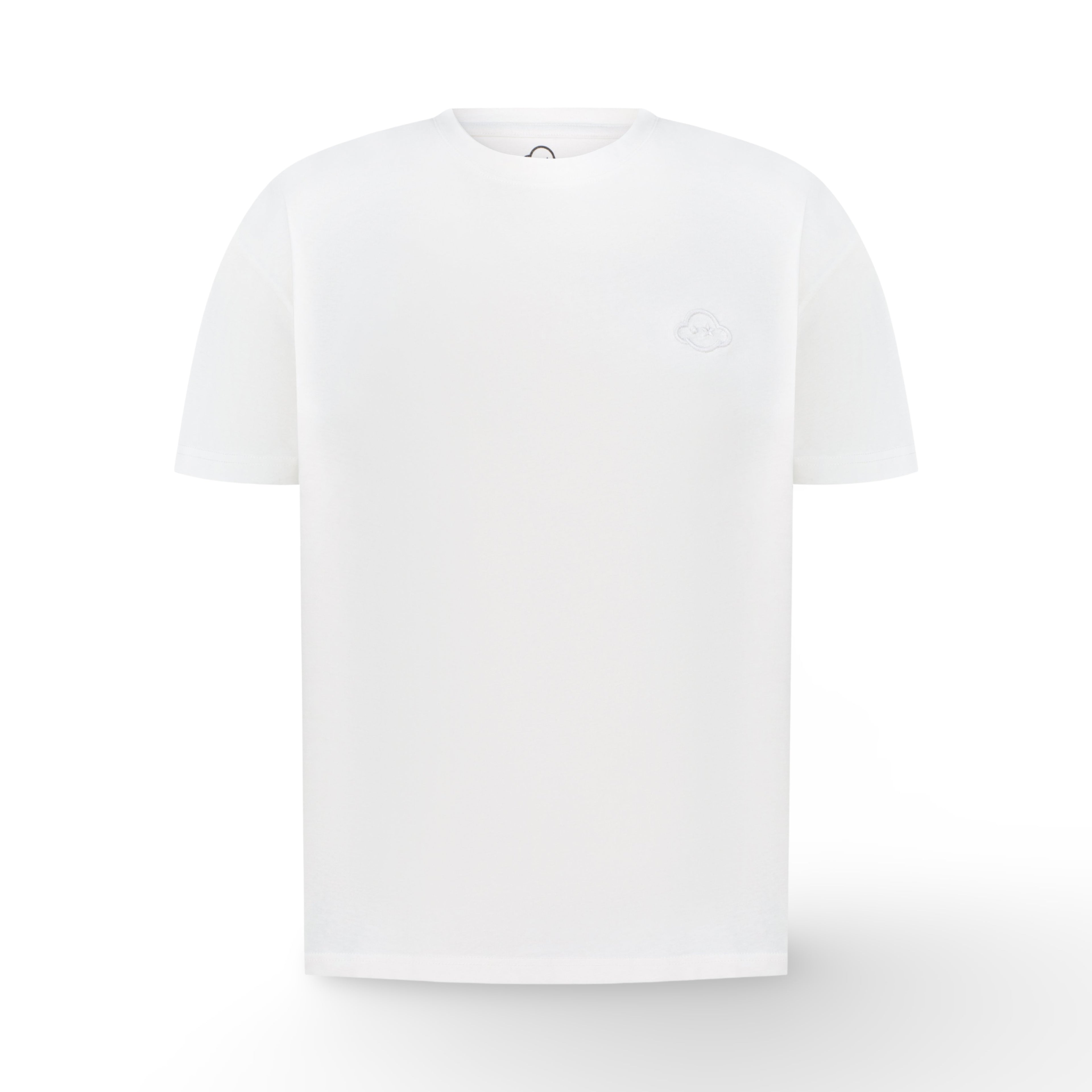 White t-shirt on a white background 100% Cotton available in Dubai same day delivery best of summer and winter casual streetwear unisex men and women