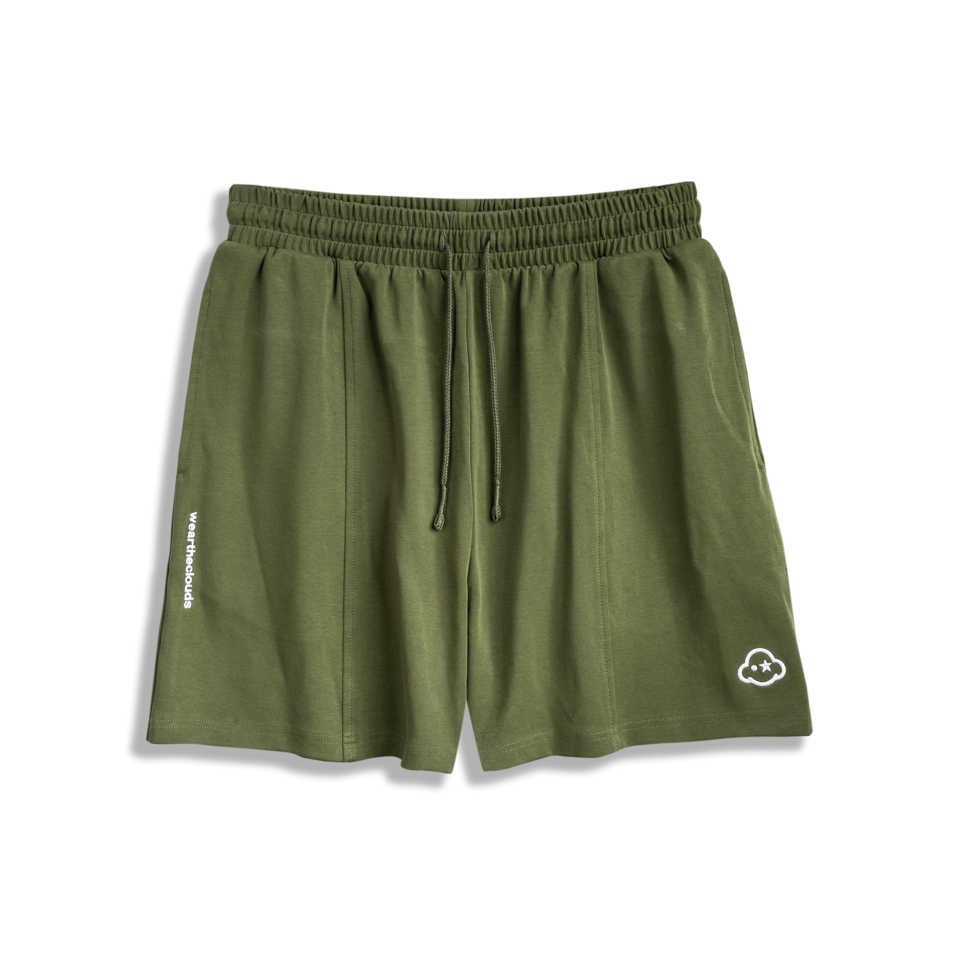 olive green cotton loungewear shorts
