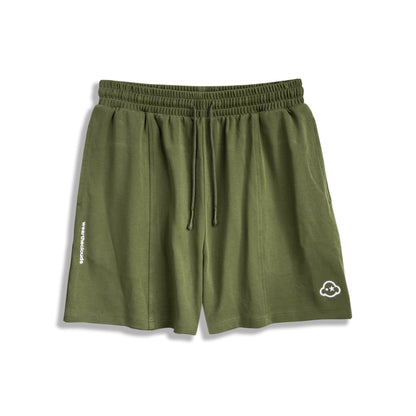 olive green cotton loungewear shorts