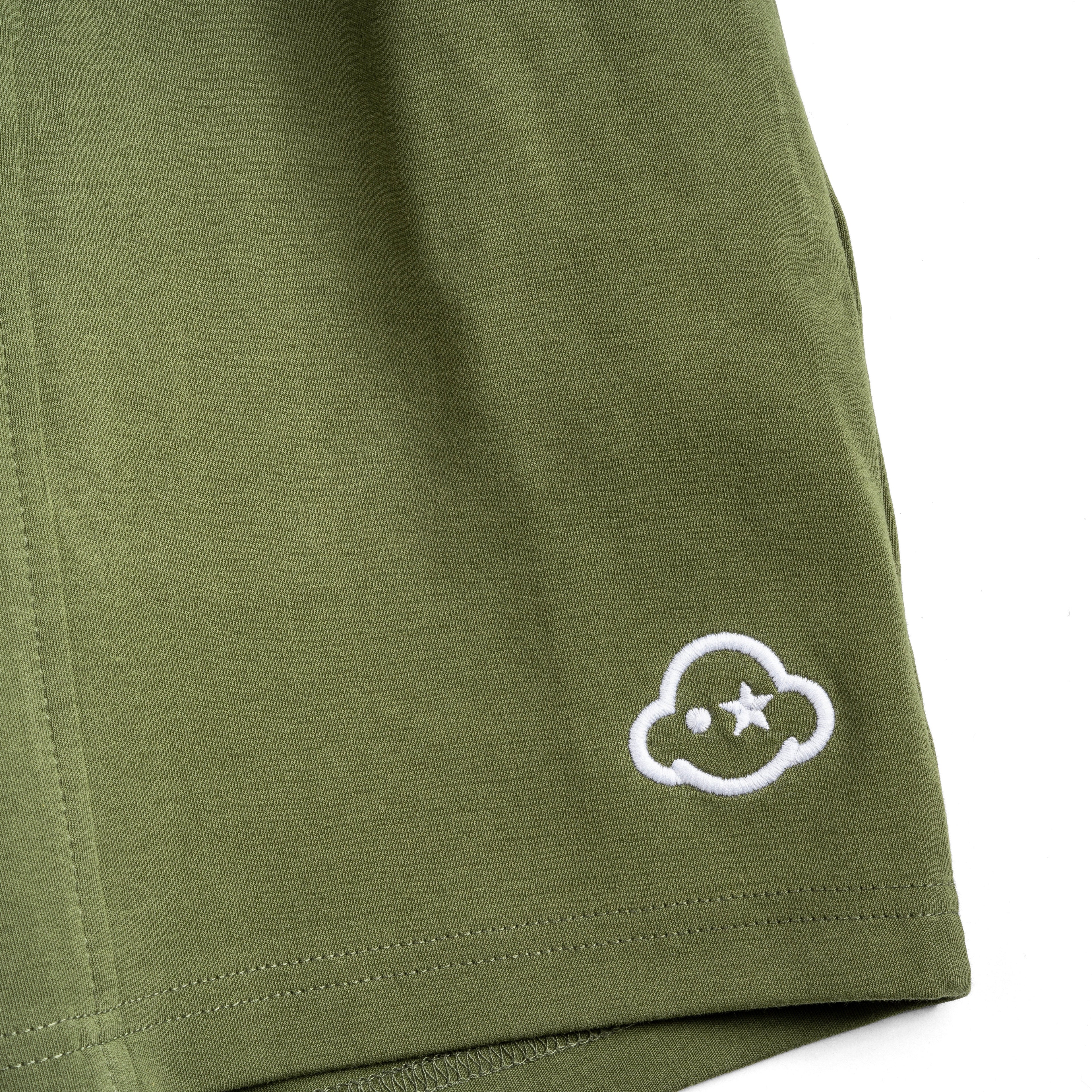 olive green cotton loungewear shorts