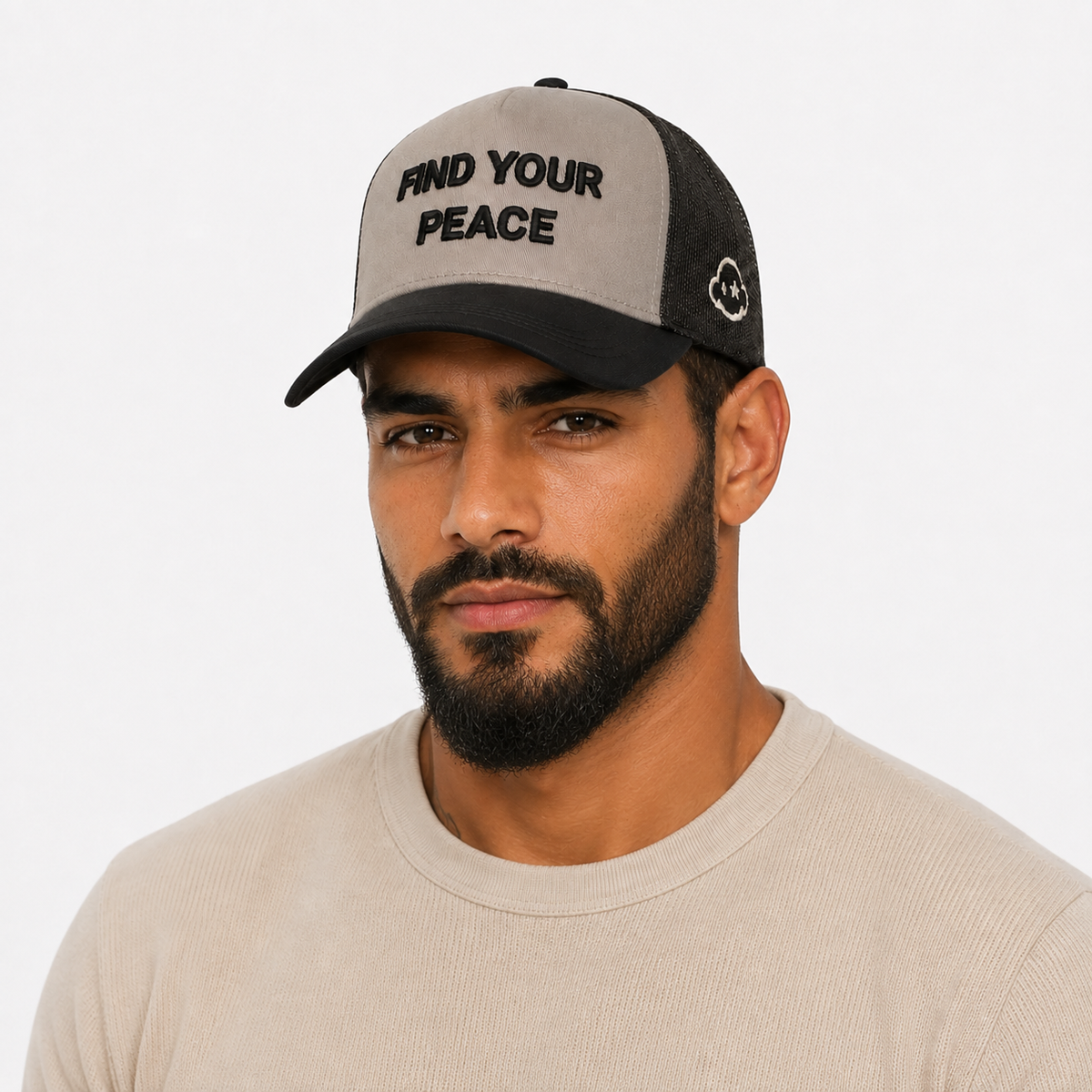 Find Your Peace | Grey-Grey-Black Trucker Cap