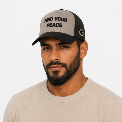 Find Your Peace | Grey-Grey-Black Trucker Cap
