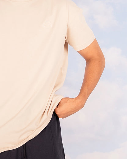 soft beige cotton relaxed fit t-shirt