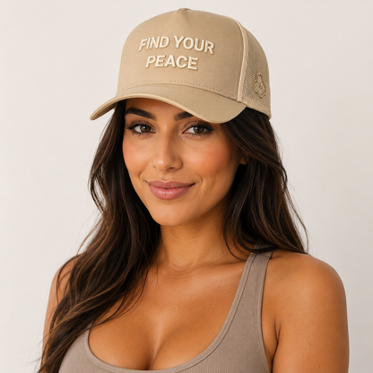 Find Your Peace | Khaki-Stone Trucker Cap