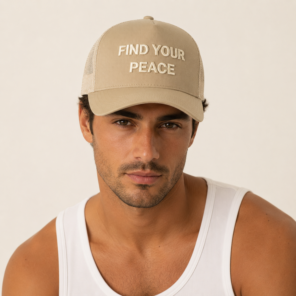 Find Your Peace | Khaki-Stone Trucker Cap
