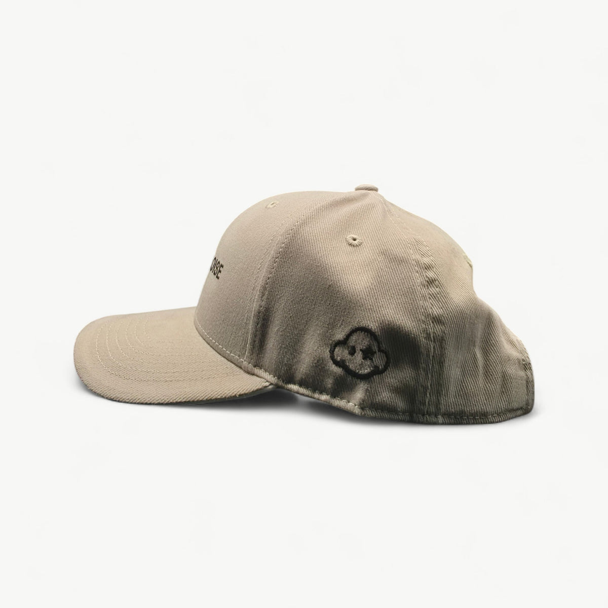 Less Noise grey and white classic cap – side view