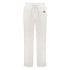 White cotton activewear pants with a small black logo on the left leg, featuring a relaxed fit and drawstring waist. 100% Cotton available in Dubai same day delivery best of summer and winter casual streetwear unisex men and women shorts and t-shirts available in UAE fast delivery and same day delivery available Pants joggers jogger pants