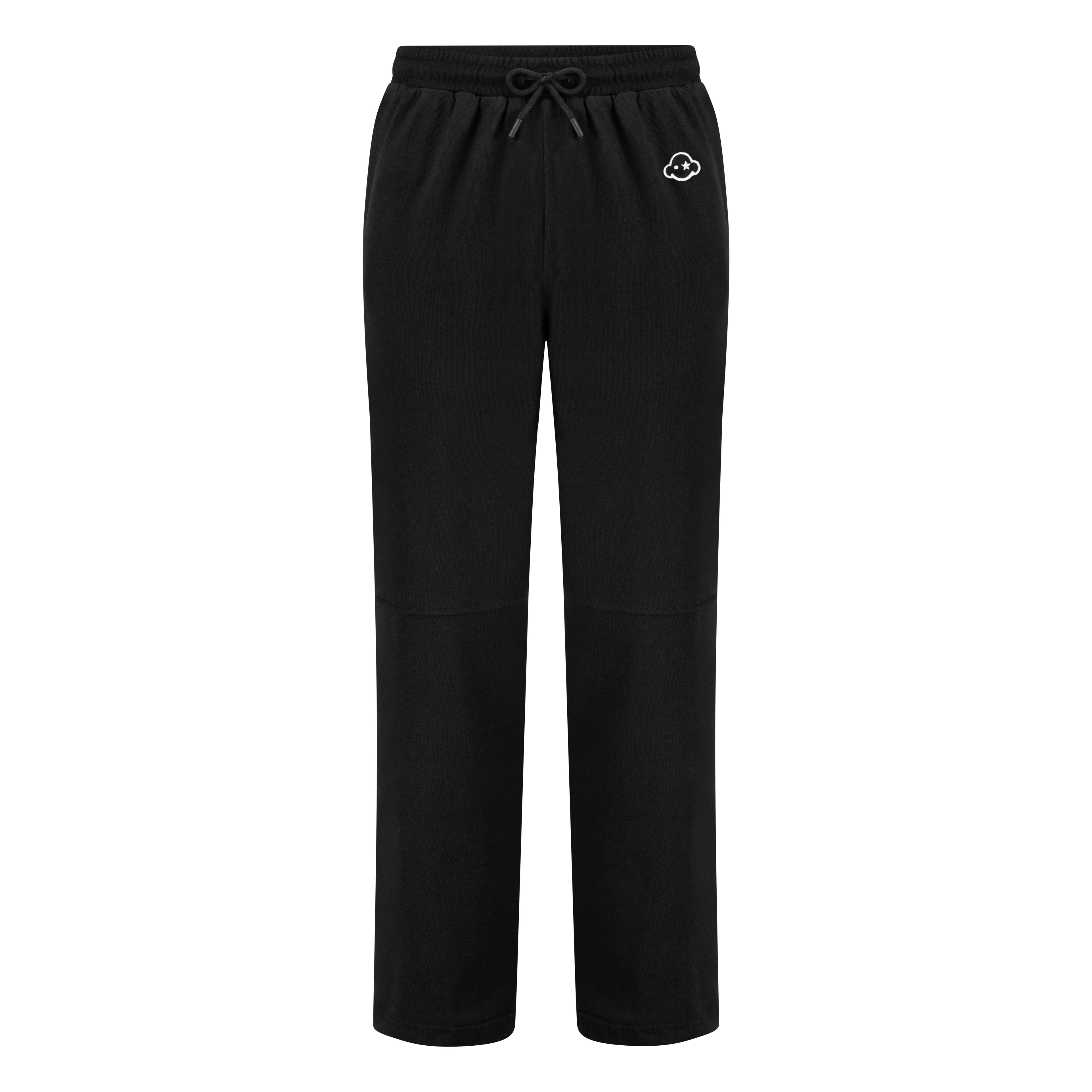 Black cotton activewear pants with a drawstring waistband and a small logo on the left leg area. White cotton activewear pants with a small black logo on the left leg, featuring a relaxed fit and drawstring waist. 100% Cotton available in Dubai same day delivery best of summer and winter casual streetwear unisex men and women shorts and t-shirts available in UAE fast delivery and same day delivery available Pants joggers jogger pants