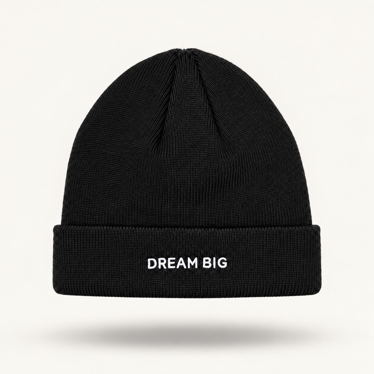 DREAM BIG black kids beanie — back DREAM BIG embroidery