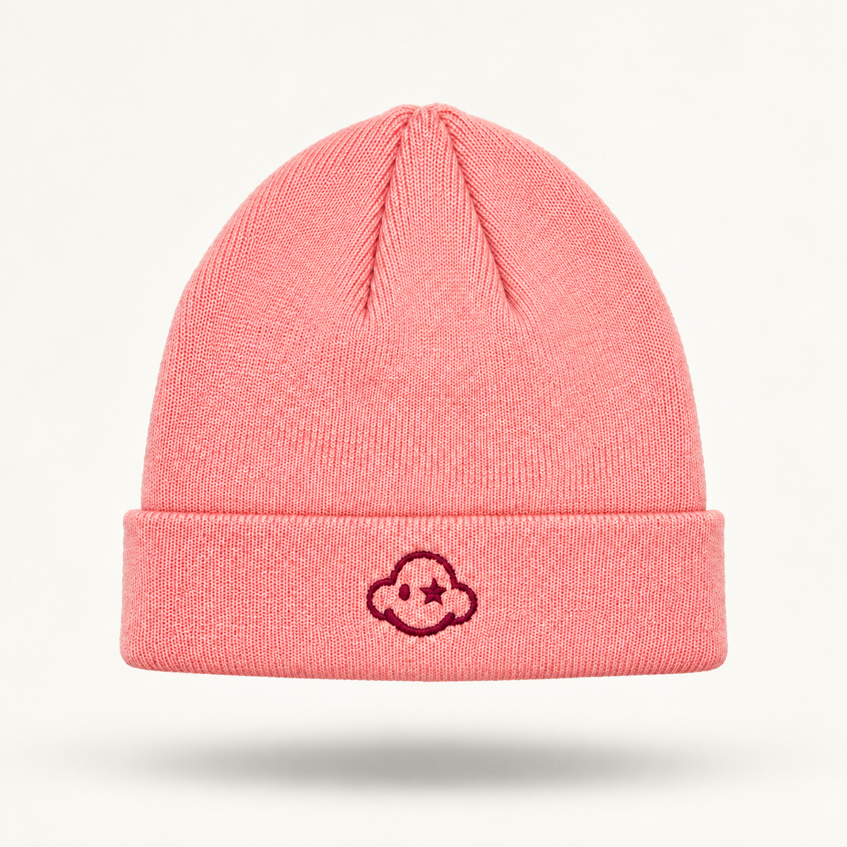 DREAM BIG pink kids beanie — front floating product view