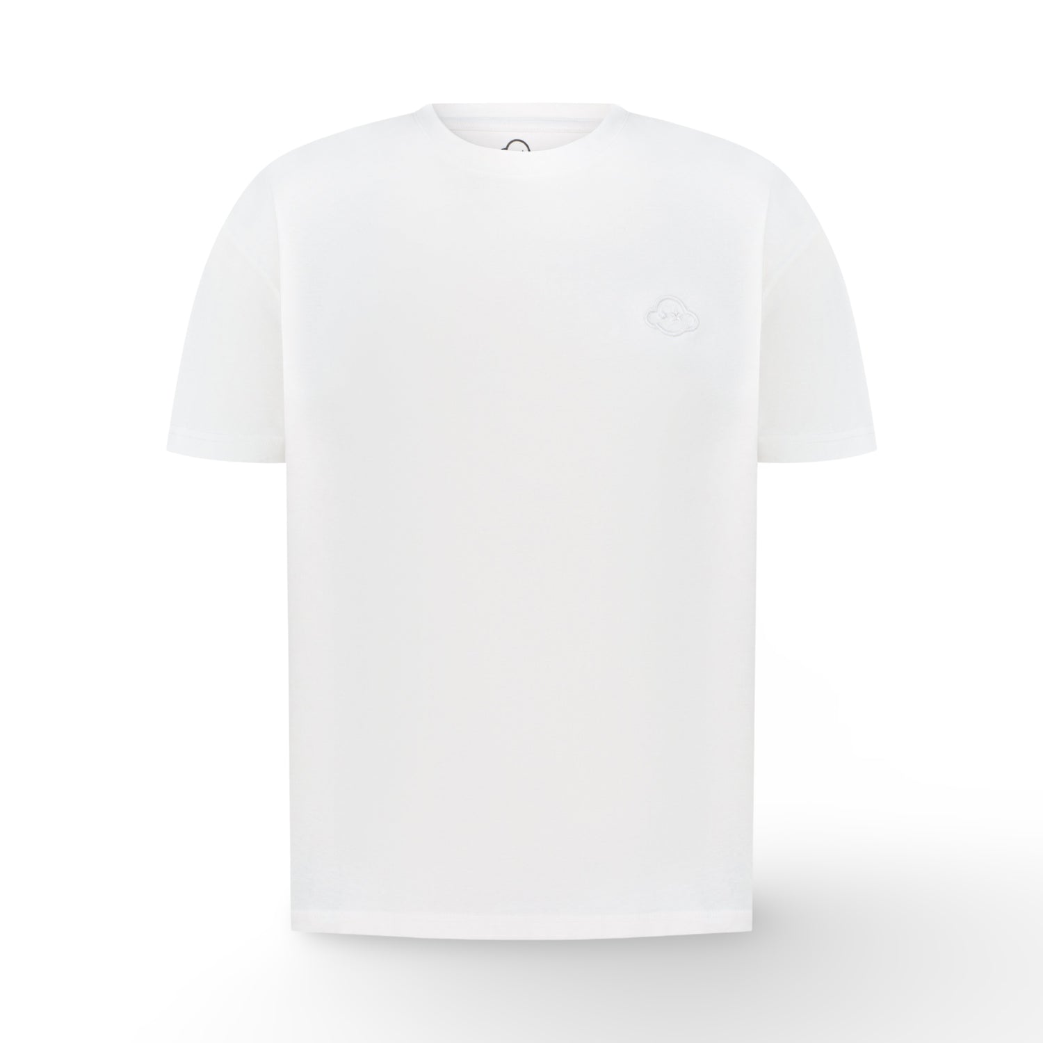 White t-shirt on a white background 100% Cotton available in Dubai same day delivery best of summer and winter casual streetwear unisex men and women