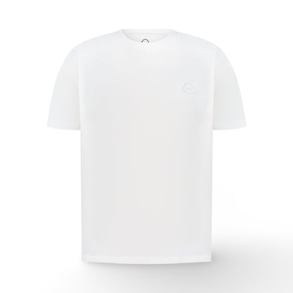 White t-shirt on a white background 100% Cotton available in Dubai same day delivery best of summer and winter casual streetwear unisex men and women